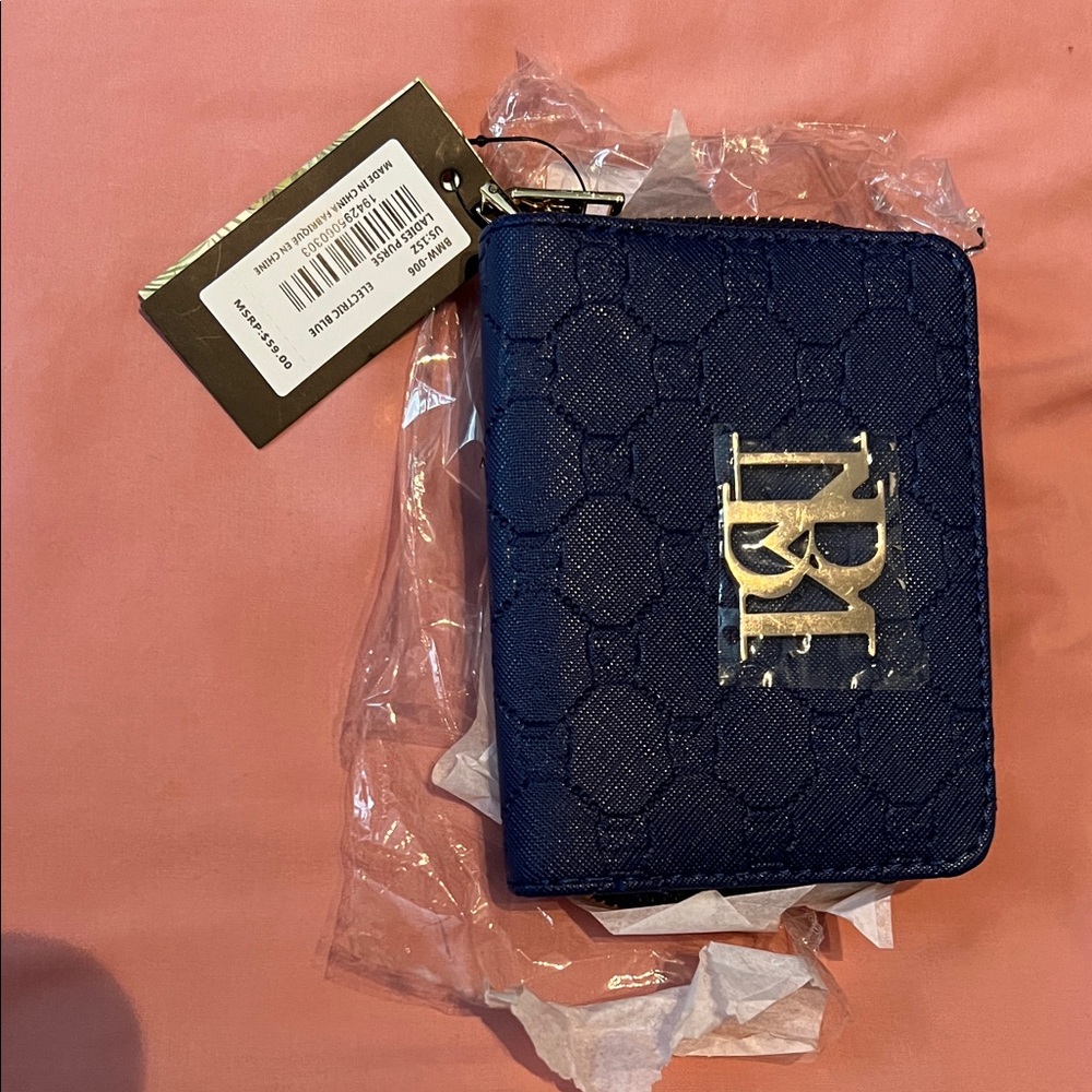 Badgley Mischka Navy Wallet with Gold Accent
